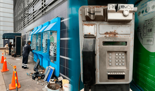 Desmontan cabinas telefónicas tras varios años de uso. Foto: composición LR