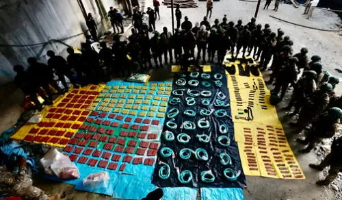 Artículos incautados durante intervención en el socavón ilegal del sector Puente Francés. Foto: Ministerio de Defensa Artículos incautados durante intervención en el socavón ilegal del sector Puente Francés. Foto: Ministerio de Defensa