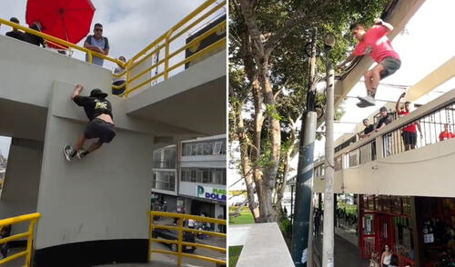 “Viva el parkour”, reaccionaron usuarios en redes sociales. Foto: composición LR/ TikTok Joven peruano deja atónitos a usuarios al practicar parkour en puentes y calles de Lima