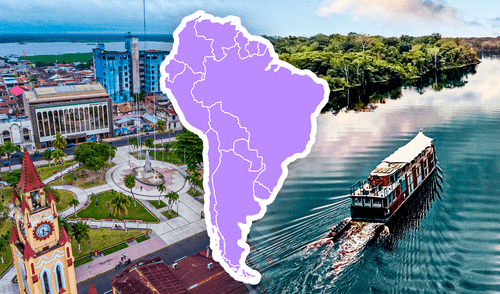 Iquitos, ubicada en la región de Loreto, en plena Amazonía peruana, es un caso singular en el mapa mundial. Foto: Composición LR/BestWay/Andean Esta ciudad en Sudamérica es la más grande del mundo sin acceso terrestre y tuvo un auge económico gracias al caucho