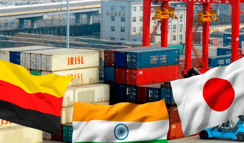 Mientras China sufre una fuerte revisión a la baja (4 % en 2025), la India mantiene una perspectiva relativamente estable del 6,2 %. Foto: AFP/Composición LR India, Japón