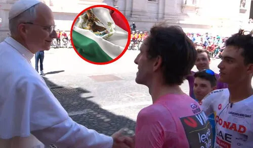 Isaac del Toro (derecha) estrechó la mano del papa León XIV. Isaac del Toro (derecha) estrechó la mano del papa León XIV.