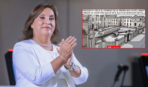 Carlincatura de hoy, lunes 2 de junio, sobre los viajes de Dina Boluarte al extranjero. Foto: Composición/LR Dina Boluarte