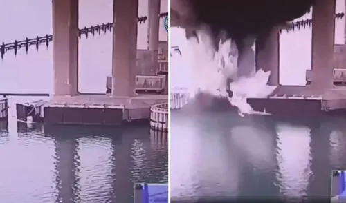 Un nuevo ataque impacta el puente de Kerch en Crimea, con la detonación de 1.100 kilogramos de explosivos submarinos por parte del Servicio de Seguridad de Ucrania (SBU). Foto: SBU Rusia sufre nuevo golpe: Ucrania usa explosivos submarinos para dañar puente clave que conecta con Crimea