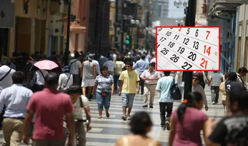 Trabajadores disfrutan de los días no laborables y feriados en Perú.