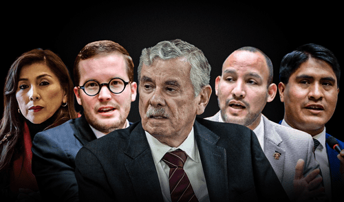 Parlamentarios Camones, Cavero, Rospigliosi, Muñante y Soto votaron a favor del predictamen que permite a congresistas realizar campaña en semana de representación. Foto: Composición/LR Congreso