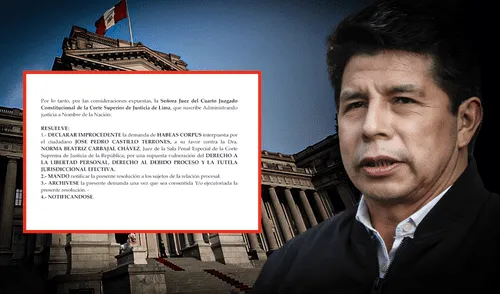 PJ rechaza hábeas corpus de Castillo: intentó apartar a jueza del juicio por golpe de Estado.