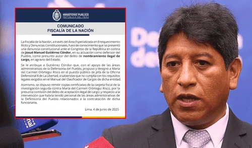 Defensor del pueblo, Josué Gutiérrez, es denunciado ante el Congreso. Foto: Composición/LR Josué Gutiérrez
