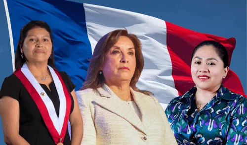 Las congresistas de Perú Libre y Podemos Perú quieren acompañar a Dina Boluarte en su viaje a Francia, pese a la negativa de sus bancadas | Composición: LR. Las congresistas de Perú Libre y Podemos Perú quieren acompañar a Dina Boluarte en su viaje a Francia, pese a la negativa de sus bancadas