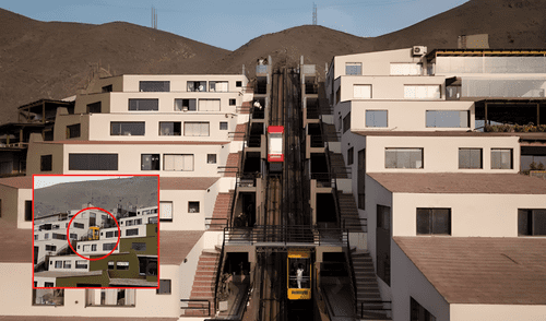 Este ascensor se encuentra ubicado en medio de los cerros de Camacho. Foto: composición LR/Ejevisual/TikTok Este ascensor se encuentra ubicado en medio de los cerros de Camacho. Foto: composición LR/Ejevisual/TikTok