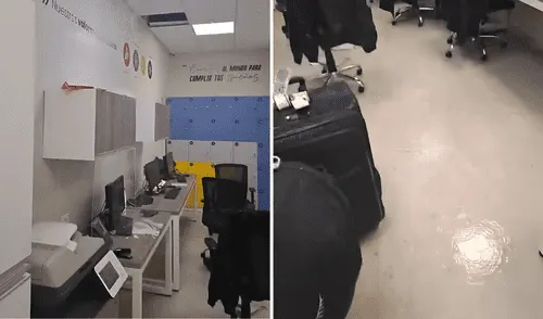 Captan alarmantes filtraciones de agua en oficinas del nuevo aeropuerto Jorge Chávez. Foto: composición LR Captan alarmantes filtraciones de agua en oficinas del nuevo aeropuerto Jorge Chávez. Foto: composición LR