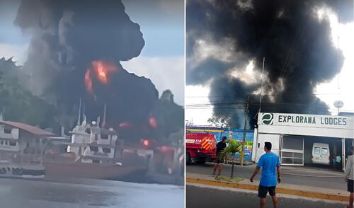 Un fuerte incendio se registró en la región Iquitos. Foto: Composición LR/Difusión