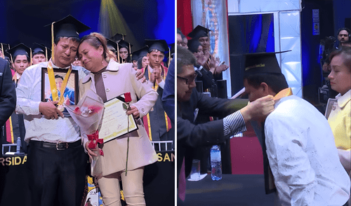 UNMSM, san marcos, universidad nacional mayor de san marcos, padres de estudiante fallecido reciben su diploma de graduación, padres reciben diploma de graduación de la UNMSM de su hijo fallecido