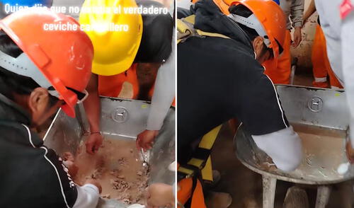 “¿En vez de sal echan cemento?”, bromearon usuarios en redes sociales. Foto: composición LR/ TikTok Obreros preparan el verdadero ‘ceviche carretillero’ y causan furor en redes: “100% hierro”