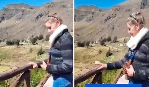 La turista expresó su molestia por la falta de mantenimiento en el mirador del Valle del Colca, lugar visitado por muchas personas.