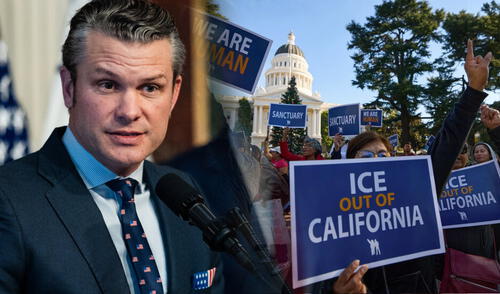 Pete Hegseth no descarta usar marines ante el aumento de protestas contra ICE en California por políticas migratorias. Pete Hegseth no descarta usar marines ante el aumento de protestas contra ICE en California por políticas migratorias.