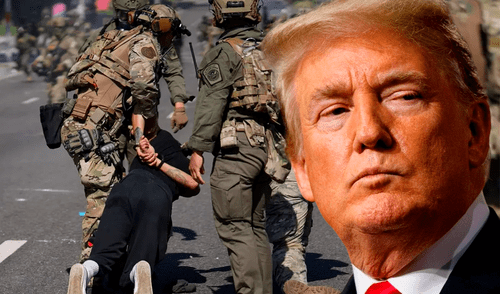 Donald Trump despliega Guardia Nacional en Los Ángeles. Foto: composición LR Donald Trump despliega Guardia Nacional en Los Ángeles.