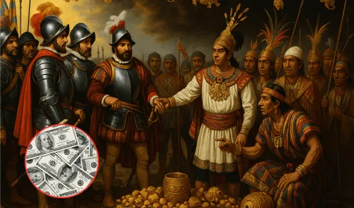 Atahualpa terminó asesinado pese a querer dar oro y plata para su liberación. Foto: composición LR/ChatGPT/Pinterest