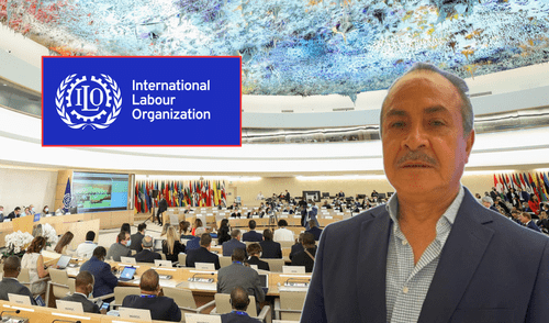 Julio Bazán presenta en la CIT de la OIT 2025. Foto: ILO/Julio Bazán Julio Bazán presenta en la CIT de la OIT 2025