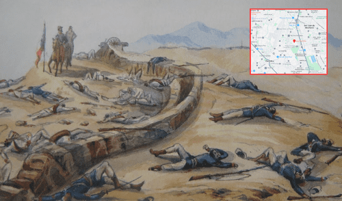 El cerro Viva El Perú fue protagonista de un sangriento enfrentamiento entre tropas chilenas y peruanas. Foto: composición LR/Ernesto Linares Mascaro/Google Maps