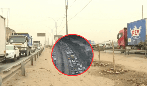 Tráfico vehicular en Ramiro Prialé. Foto: composición LR / captura América Noticias Tráfico vehicular en Ramiro Prialé. Foto: composición LR / captura América Noticias