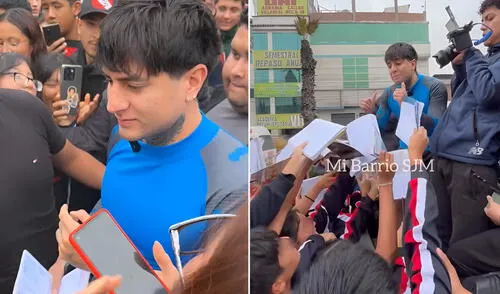 Tiktoker Diealis llegó a San Juan de Miraflores y escolares se aglomeran para conseguir autógrafo