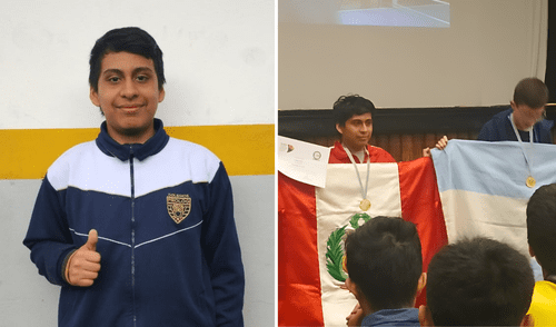 Ángel Manuel Cuya obtuvo el puntaje más alto en la competencia de Matemáticas. Foto: composición LR/Colegio Prolog genio, genio peruano gana medalla de oro en olimpiada de Matemáticas, Perú