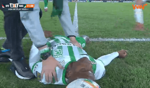 Andrés Román estuvo presente en el empate entre Argentina y Colombia por Eliminatorias. Foto: captura de Win Sports Andrés Román se desmaya en pleno partido de Atlético Nacional