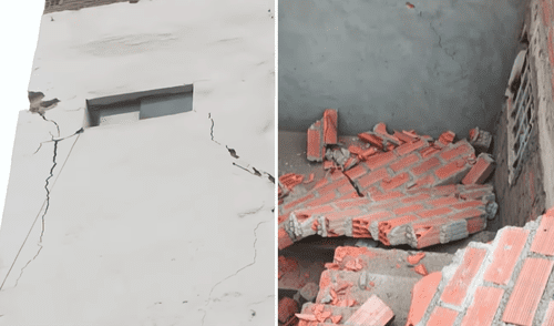 Edifico en Comas queda al borde del colapso tras sismo de 6,1. Foto: composición LR / captura Latina Noticias Edifico en Comas queda al borde del colapso tras sismo de 6,1. Foto: composición LR / captura Latina Noticias