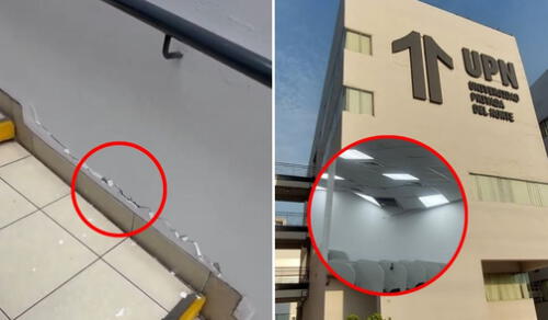 Infraestructura de la UPN dañada tras movimiento telúrico en Lima. Foto: Composición LR/difusión