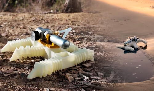 El robot impreso en 3D puede cruzar por terrenos inestables y sumergirse en el agua.