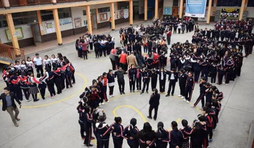 Escolares en simulacro ante eventual sismo. Foto: DRELM Escolares en simulacro ante eventual sismo. Foto: DRELM