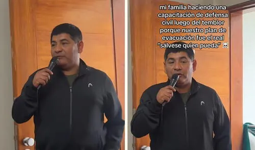 Hecho generó varias reacciones en redes sociales. Foto: composición LR/ TikTok Familia peruana realizó capacitación interna tras sismo de 6,1 en Lima: “Tarea de todos”