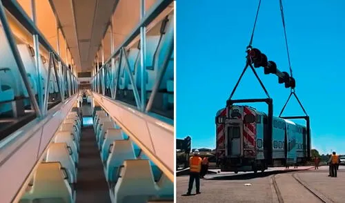 El alcalde de Lima mostró el interior de los vagones Caltrain que llegarían a Lima durante la primera semana de julio. Foto: Composición LR/FB