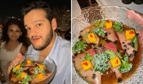 El platillo de ceviche que recibió no fue del agrado del joven peruano. Foto: composición LR/TikTok/@santiagochavezirus ceviche, ceviche peruano, Dubai, Perú, ceviche peruano en dubai