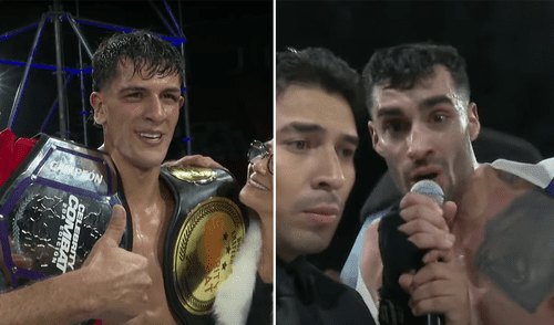 Emil La Causa retiene su título en el 'Celebrity Combat Perú' tras polémica victoria sobre el chileno Jorge Aldoney. Foto: Composición LR/captura Youtube Emil La Causa retiene su título en el 'Celebrity Combat Perú'