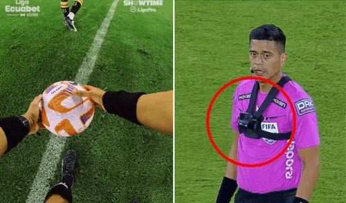 La LigaPro utilizo cámaras GoPro para transmitir la perspectiva del arbitraje. Foto: Composición LR/ Captura del partido/ LigaPro