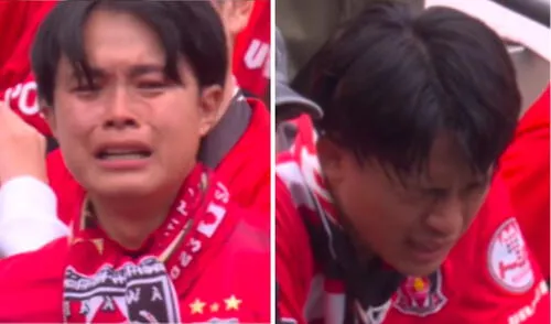 Hinchas del Urawa Red terminaron llorando después de quedar eliminados del Mundial de Clubes. Fotos: composición LR/captura de pantalla de DZAN Hinchas del Urawa Red terminaron llorando después de quedar eliminados del Mundial de Clubes. Fotos: composición LR/captura de pantalla de DZAN