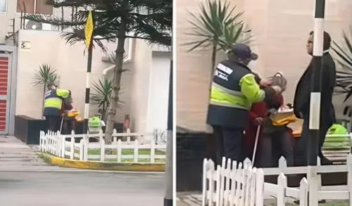 La trabajadora de serenazgo de Lima no dudó en arreglar el cabello de la adulta mayor.