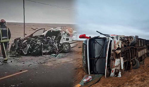 Policía Nacional llegó a la Panamericana Sur, lugar en donde ocurrió el accidente vehicular, para indagar acerca de lo ocurrido. Accidente vehicular en Panamericana sur