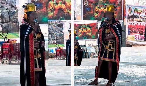 La escolar sorprendió por su dominio del quechua en plena actuación del Inti Raymi.