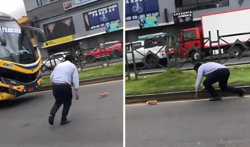 Clip acumula 1 millón de visualizaciones. Foto: composición LR/ TikTok/ @eduqshpilema Chofer de bus desata risas al intentar atrapar un cuy en plena pista: "Se cayó la encomienda"