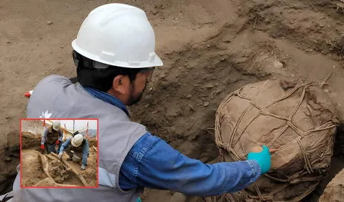 La momia fue descubierta por la empresa Cálidda en el distrito de Puente Piedra. Foto: composición LR/ Rosa Lilia Torres- Noticias/National Geographic