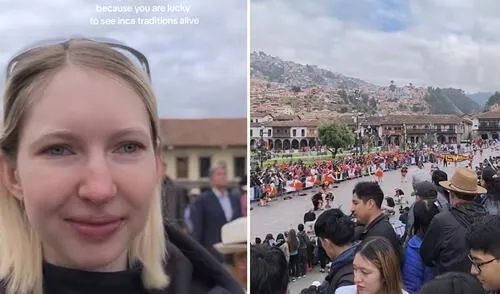 Clip generó varias reacciones en redes sociales. Foto: composición LR/ TikTok Historiadora rusa se emociona hasta las lágrimas al presenciar desfile andino en Cusco: “Tradiciones incas vivas”