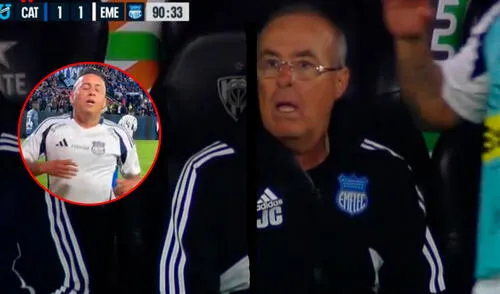 Jorge Célico había cambiado a Christian Cueva antes del gol de U. Católica. Foto: composición de LR/captura de Zapping Ecuador