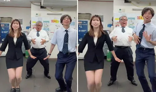 El gesto fue recibido con alegría tanto en Perú como en la comunidad japonesa, resaltándose el fuerte lazo que une a ambos países. Foto: composición LR/ @girl2484/ TikTok Jóvenes japoneses y adulto mayor bailan al ritmo de 'Como una boa' en TikTok