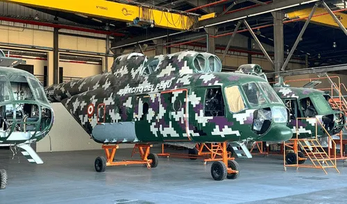 En el centro de mantenimiento. En las instalaciones del Cemae, en Arequipa, se encuentran los tres helicópteros del Ejército que requieren de overhaul. Foto: difusión