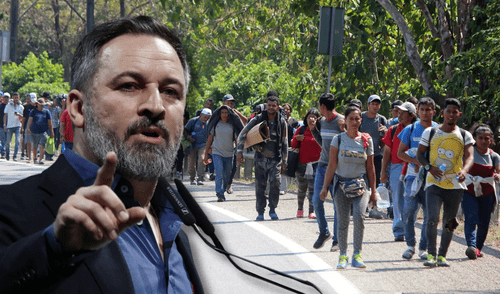 Santiago Abascal critica al bipartidismo por facilitar regularizaciones, fomentando así la narrativa del "gran reemplazo". Foto: composición LR/EFE Santiago Abascal critica al bipartidismo por facilitar regularizaciones, fomentando así la narrativa del "gran reemplazo".