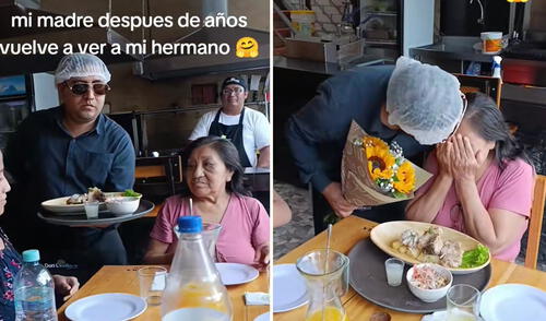 Clip emocionó a usuarios en la plataforma de TikTok. Foto: composición LR/ @julychanduvi/ TikTok Peruano se disfraza de mesero y emociona a su madre tras años sin verla: “Para la mujer más hermosa”