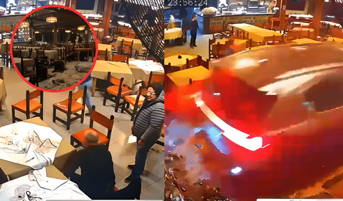 Vehículo se estrella contra comensales luego de pelea en La Molina. Foto: Composición LR/Joel Robles/URPI LR Vehículo se estrella contra comensales luego de pelea en La Molina. Foto: Composición LR/Joel Robles/URPI LR